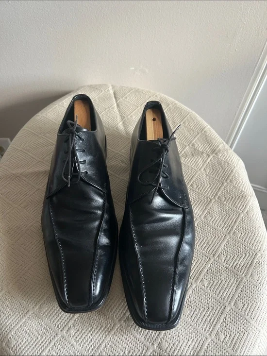 Canali Black Leather Derby Shoes - Classic Lace-Up Oxfords