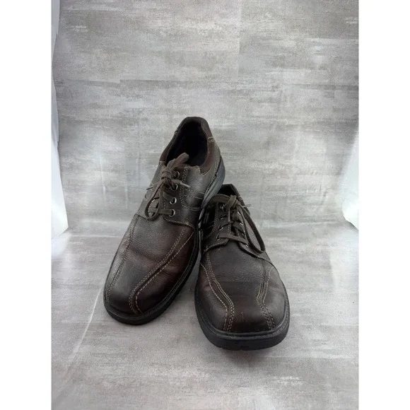 Clarks Men Dark Brown Leather Bicycle Toe Oxford Shoes 26103260 Size 11M