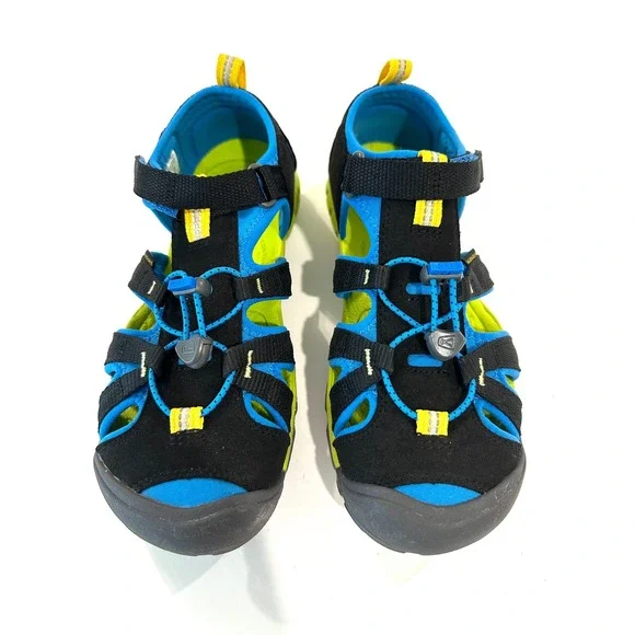 KEEN‎ Seacamp II CNX Water Sandals Black Blue Yellow Kids 5 / Women's 6.5-7