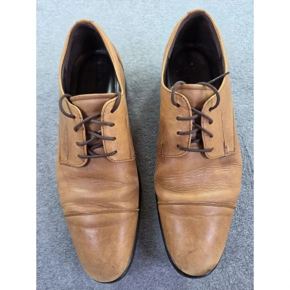 ECCO Citytray Cognac Brown Leather Cap Toe Oxford Dress Shoes Men's US 11 EU 45