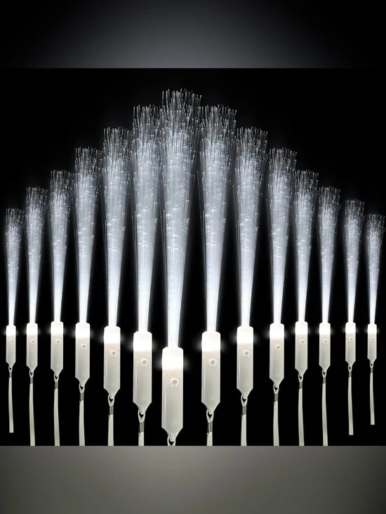 24 PCS Glow Party Favors- White LED Fiber Optic Wands- 3 Flashing Modes