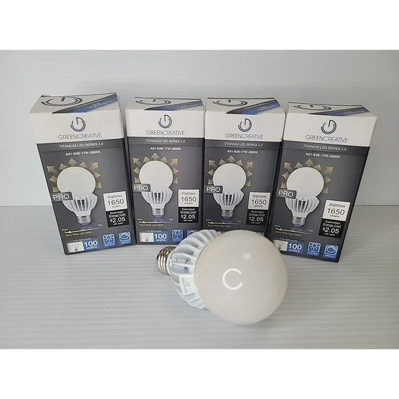 4 pk Green Creative Pro Titanium LED Series 4.0‎ 17W (100 Watt) Warm Light Bulbs