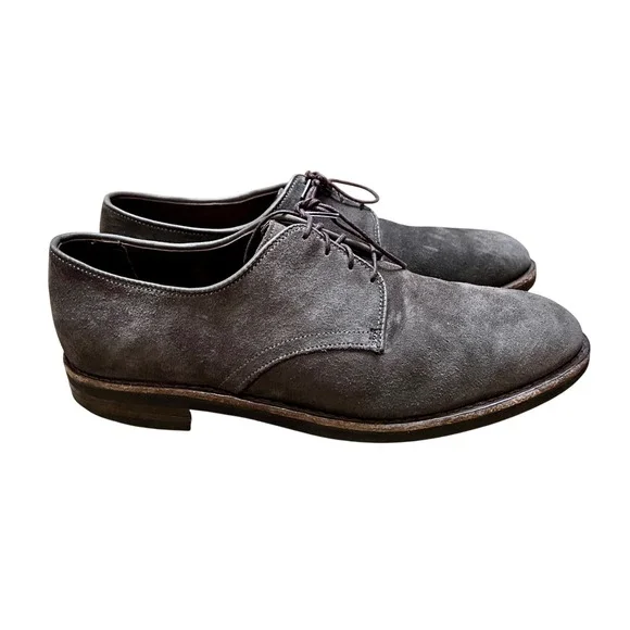 Allen Edmonds Nomad Derby‎ Shoes Mens 9.5 D Grey Suede Plain Toe Blucher Preppy