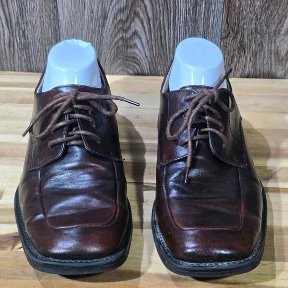 Borelli Martin Men's Dress Shoes 9.5 Brown‎ Leather Square Toe Oxford Derby