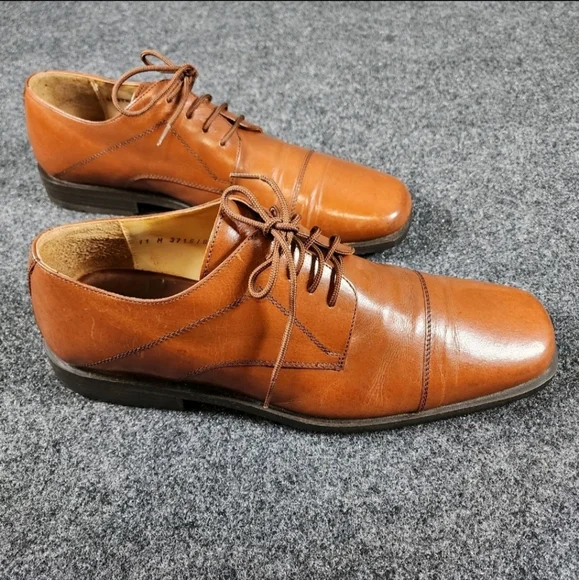 Adolfo Oxford Derbys Lace Up Men's 11 Shoes Brown‎ Heel & Toe Guards On Sole