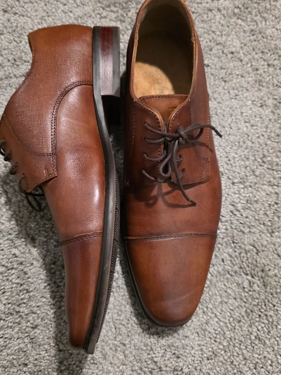 Florsheim Cognac Brown Leather Cap-Toe Derby Shoes