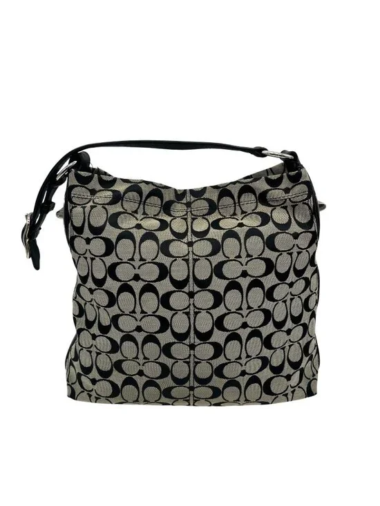 Coach Grey Signature Canvas Hobo Shoulder Bag F16538