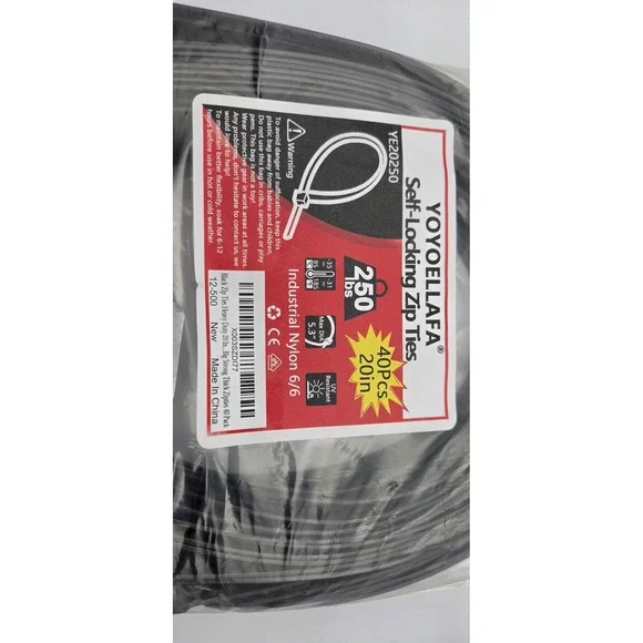Black Zip Ties Heavy Duty 20 Inch Outdoor, 250lb Extra Large Assorted Sizes