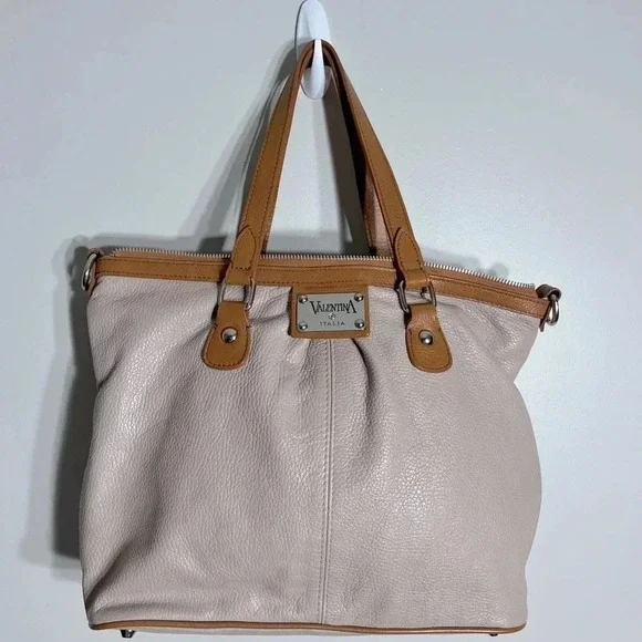 Valentina Italia Taupe‎ and Saddle Leather Bag