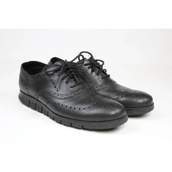 Cole Haan Zero Grand Mens Black Leather Wingtip Oxford Shoes C20719 - Size 11 M