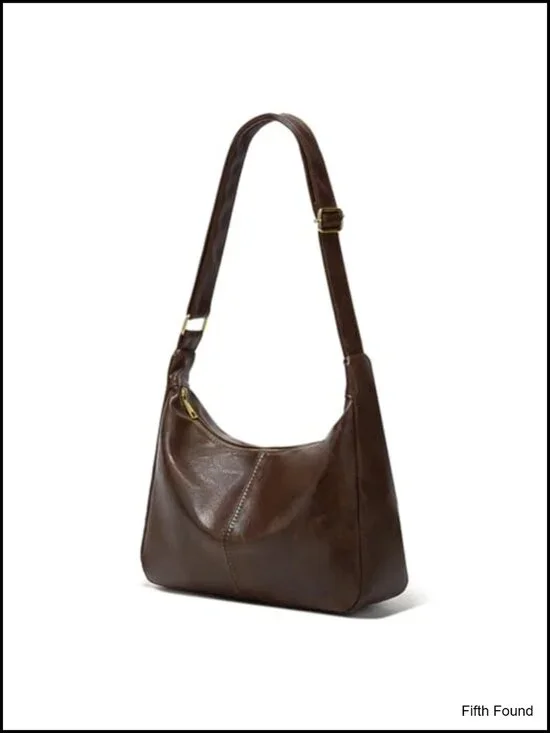 PU Leather Slouchy Hobo Shoulder Bag Adjustable Strap