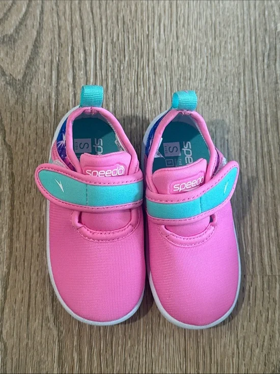 Speedo Kids Pink and Aqua Hook-and-Loop Water Shoes