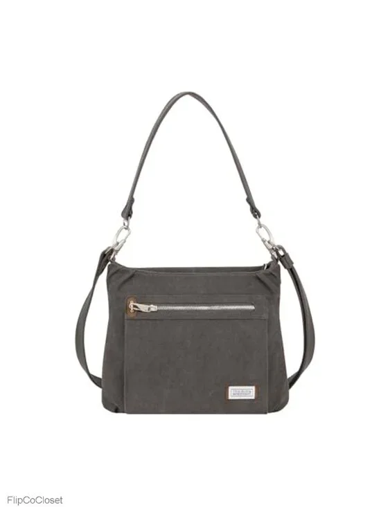 Anti-Theft Canvas Suede Hobo Bag with RFID, Crossbody Strap