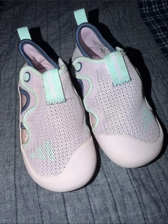 Kids Slip-On Velcro adidas Shoes - Light Pink/purple with Mint Accents