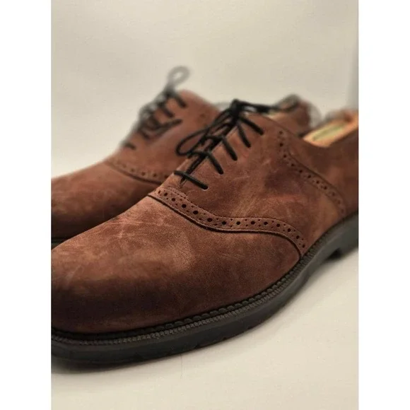 Dockers Oxford Shoes Mens 10.5M Brown Suede Brogue Lace Up Dress Casual (S6)