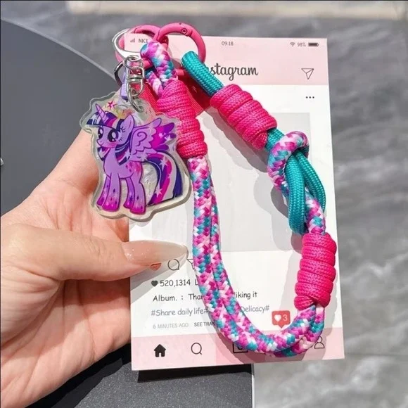 My Little Pony Twilight Sparkle Phone Lanyard‎ Charm Braided Rope Keychain MLP