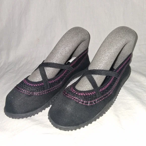 Oxide Girls Black Pink Aqua Socks Water Shoes Mary Jane‎ Elastic Straps Size 2