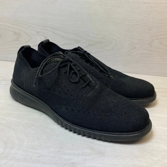 Cole Haan Mens 13 Oxford 2.ZEROGRAND Stitchlite Wingtip Black Knit C28527 Shoes