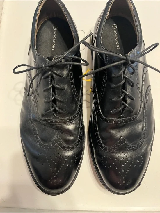 Rockport Black Leather Wingtip Oxfords