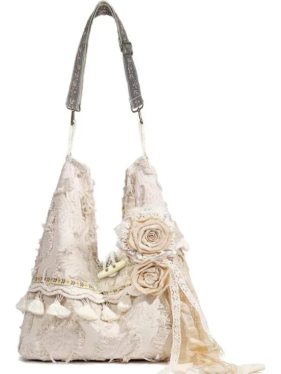 Vintage Boho Floral Crossbody Handbag - Stylish Hobo Purse for Women