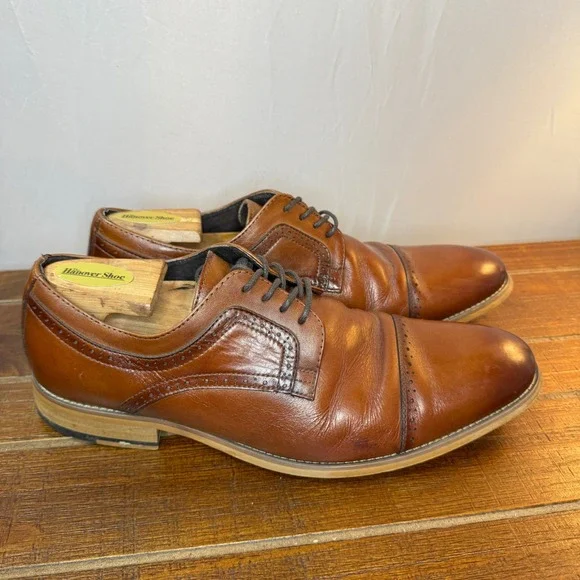 Stacy Adams Mens Brown Leather Cap Toe Oxford Dress Shoes Size 10‎ M