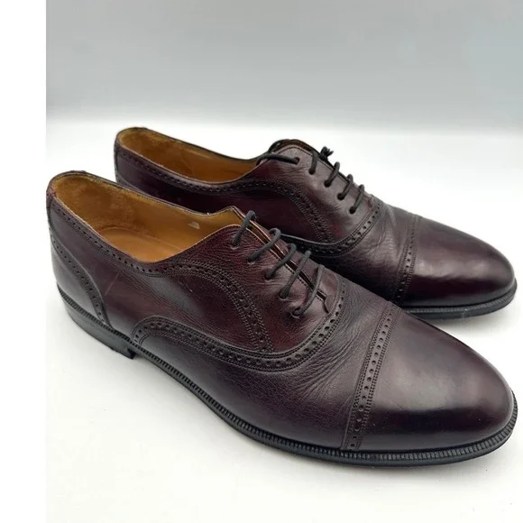 Mezlan Florence Oxford Derby Dress‎ Shoes Mens 10 Brown Leather Brogue Cap Toe