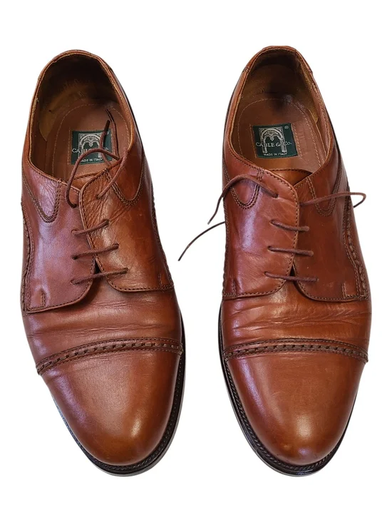 Cable & Co. Men's Leather Cap Toe Oxfords Brown Made in Italy 11.5 D