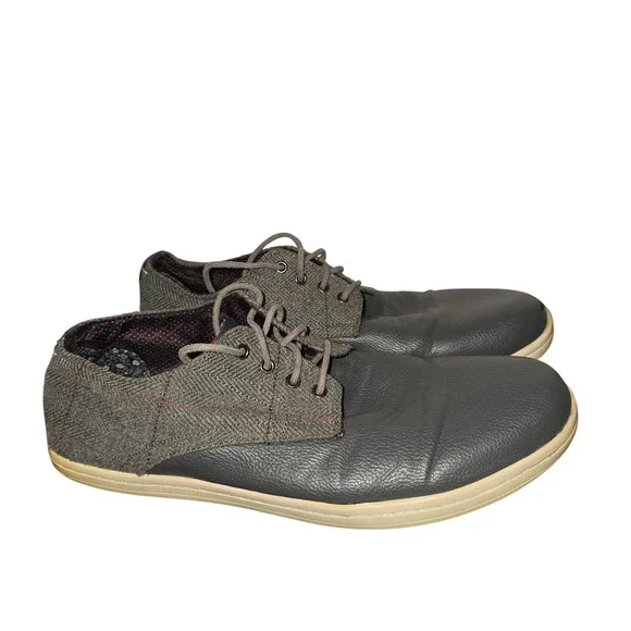 Gray Leather Dress Shoes Casual Lace Up‎ Oxford Style Comfort Mens 10
