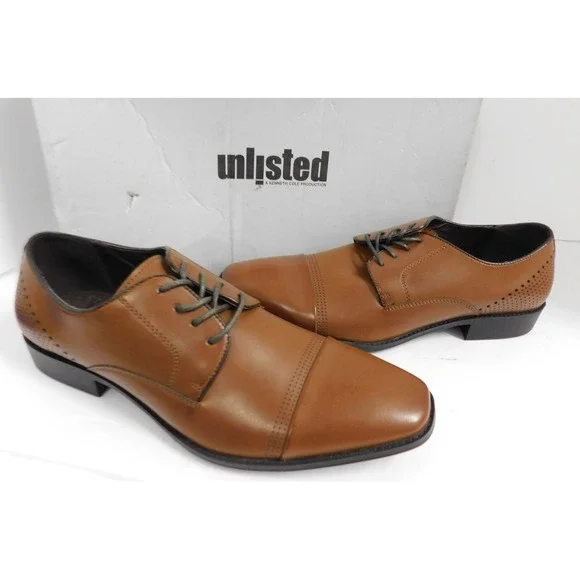 Unlisted by Kenneth Cole Men's Lesson Plan Oxfords - Cognac sz‎ 8.5M New w/Box