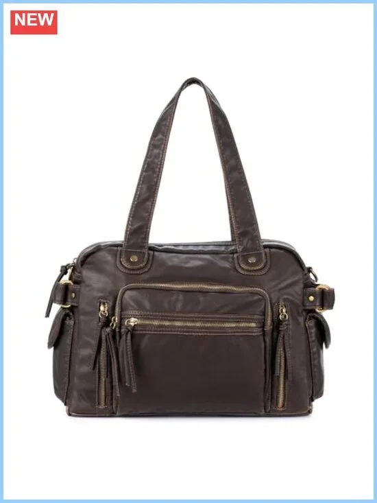 Faux Leather Hobo Shoulder Bag Large Tote Fits 13in Laptop Y2K Purse