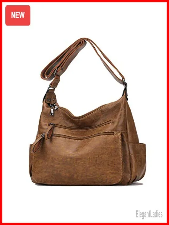 Artwell PU Leather Hobo Crossbody Bag Multi Pocket Women Shoulder Handbag