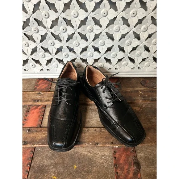 Dexter‎ Mens Black Pebbled Leather Square Toe Lace Up Derby Dress Shoes Size 8