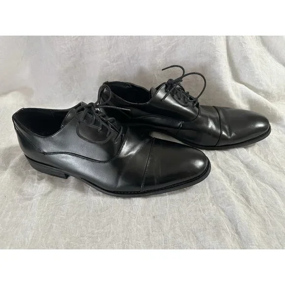 Unlisted Kenneth Cole Men's Dress Shoes Black Size 10.5 Half Time Oxford Lace Up