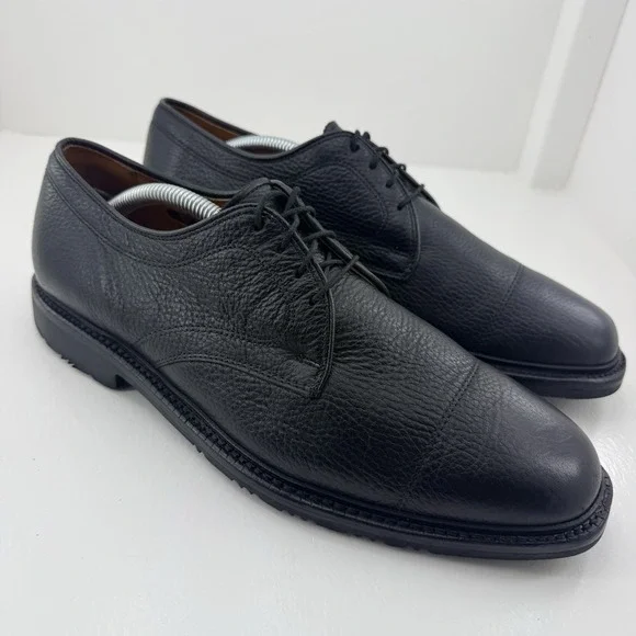 Allen Edmonds Becker Mens 10D Black Pebble Grain Leather Cap Toe Oxford Shoes
