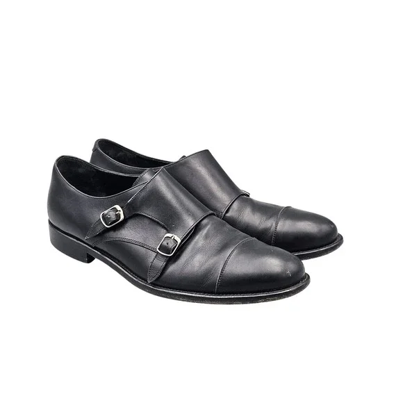 Quercioli Firenze Men's Size 9 Black Italian Leather Monkstrap Dress‎ Shoes READ