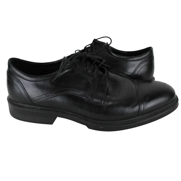 ECCO Mens Black Leather‎ Cap Toe Derby Dress Shoes Size 44 EU 10 US 62211401001