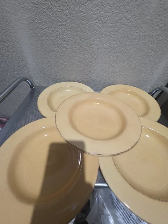Pier One Toscana Gold Yellow Soup Bowls Set Of 5 Wide Rim Stoneware