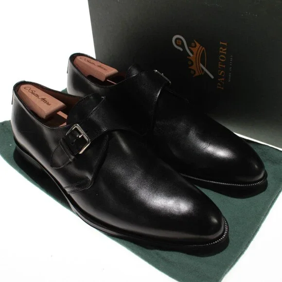Pastori NWD Caligula Single Monk Strap Dress Shoes Size 10 US in Black Leather