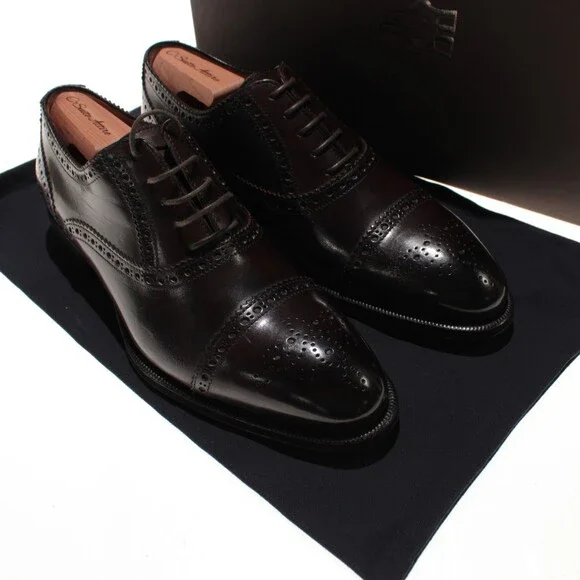 Di Bianco NWD Lace Up Oxford Dress Shoes Size 39.5 (US 6.5) in Brown Leather