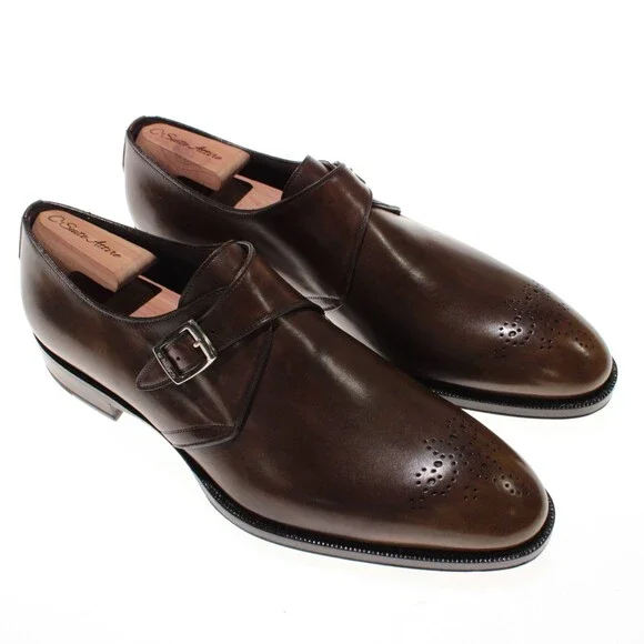 Di Bianco NWD Single Monk Strap Dress Shoes Size 9 US in Brown Leather