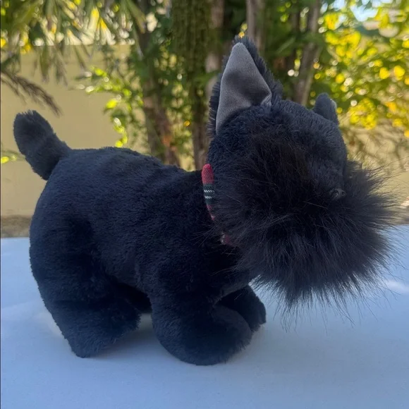 Pier One 1 Imports Black Scotty Dog Schnauzer PADEN Plush Plaid Paws NWT