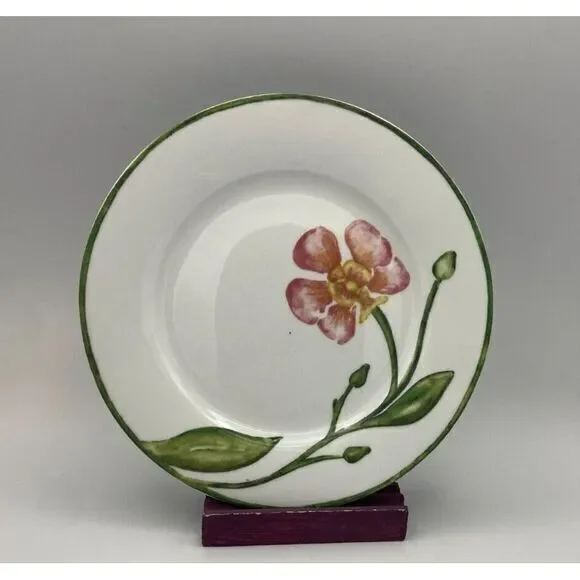 Pier 1 One Floral Salad‎ Appetizer Plate (s) Pink Flower