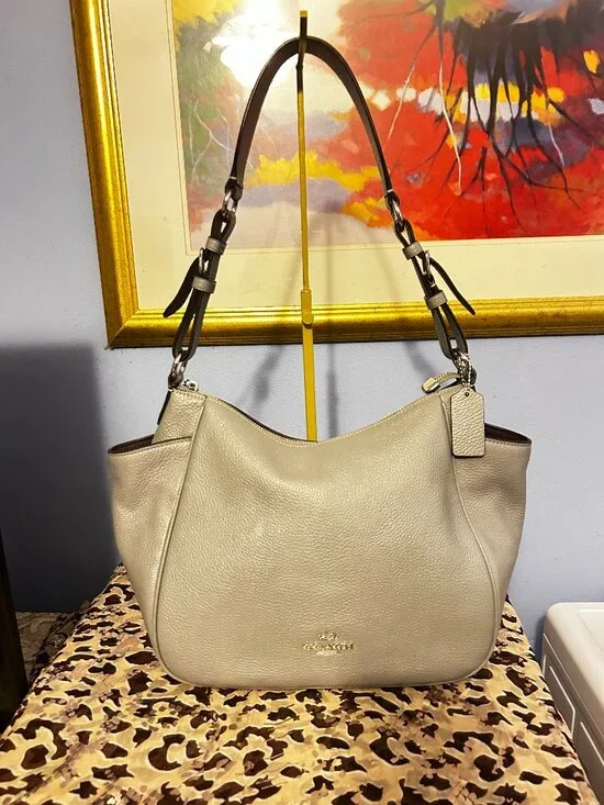 Coach Madison Pebble Leather Shoulder Bag – Light Blue – Silvertone Hardware