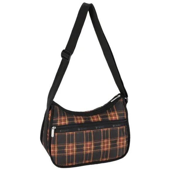 NEW Le Sportsac Classic Hobo in Black and Yellow Classic Tartan Plaid