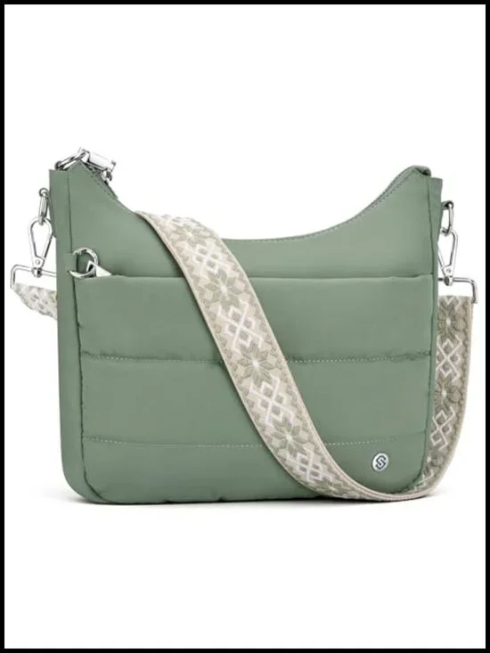 RFID Anti Theft Crossbody Hobo Bag Quilted Nylon Puffer Purse