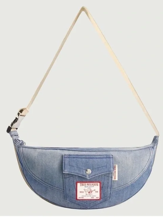 NWOT Y2K TRUE RELIGION Washed Denim Hobo Shoulder Bag