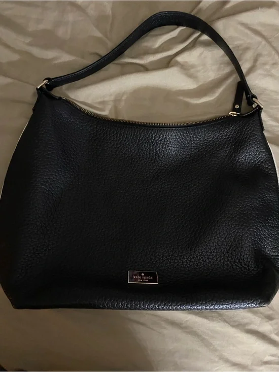 kate spade Black Pebbled Leather Hobo Bag with Gold-Tone Hardware