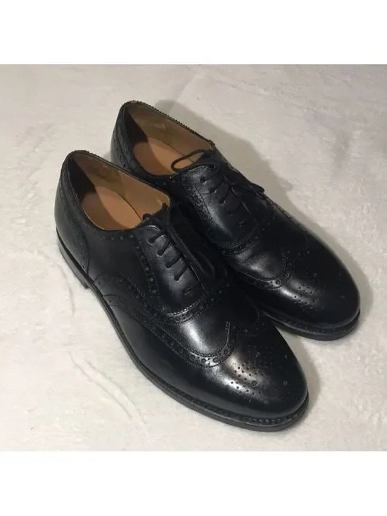 Allen Edmonds McAllister Leather Black Wingtip Oxford Shoes 10.5D