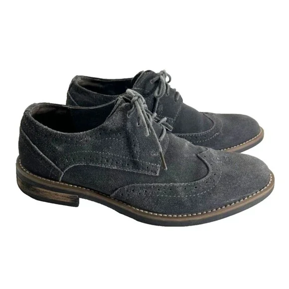 BRUNO MARC Gray Mens Size 8.5 Urban Oxford Shoes Lace Up Casual Wingtip Suede