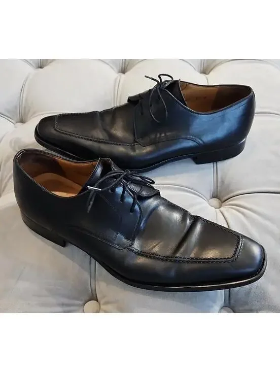 Magnanni 13723 Black Leather LaceUp Oxfords Loafers Mens Dress Shoes 9.5 M Nice!